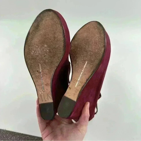 Dolce vita Jade ankle booties size 8 burgundy Nubuck leather  wedge platforms - Picture 10 of 12